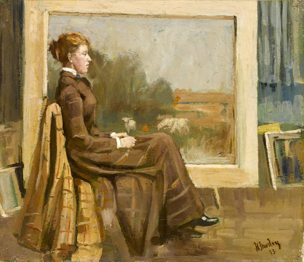 Portrett av en dame, sittende er kunstnerens fremtidige kone, 1893 av Henry Morley