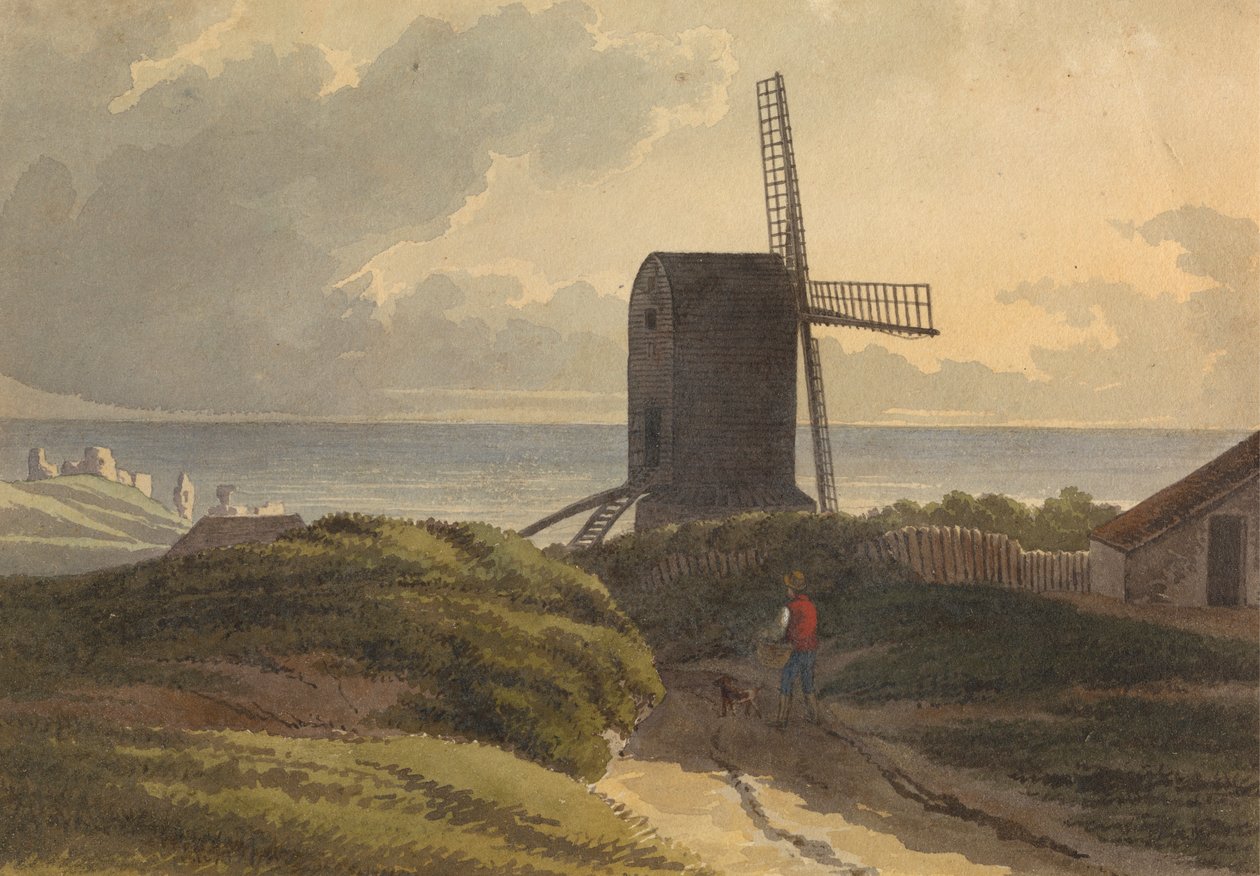 Vindmølle på havkysten nær Hastings av Henry Morton