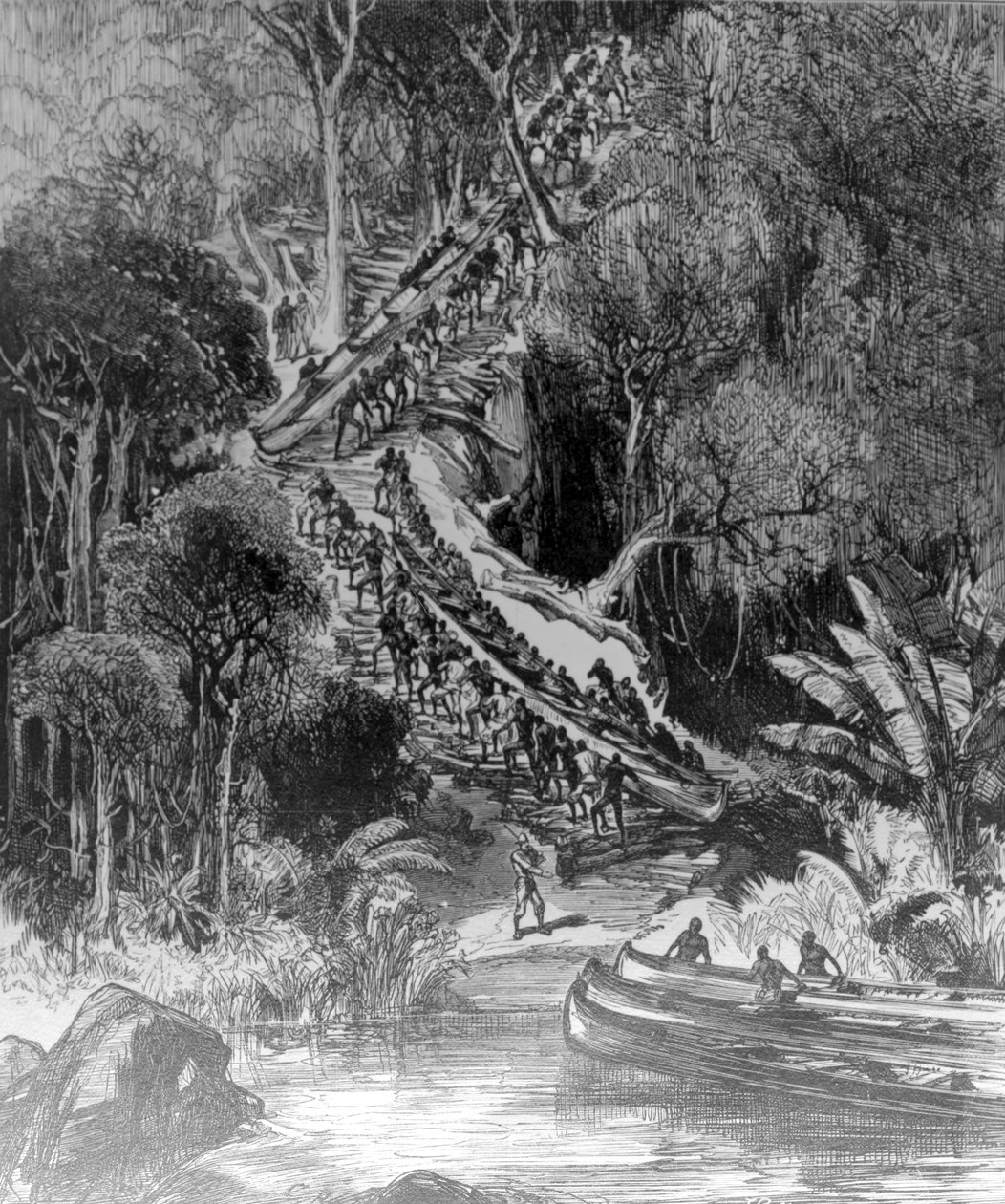 Hauling Canoes Up Inkisi Falls, publisert 