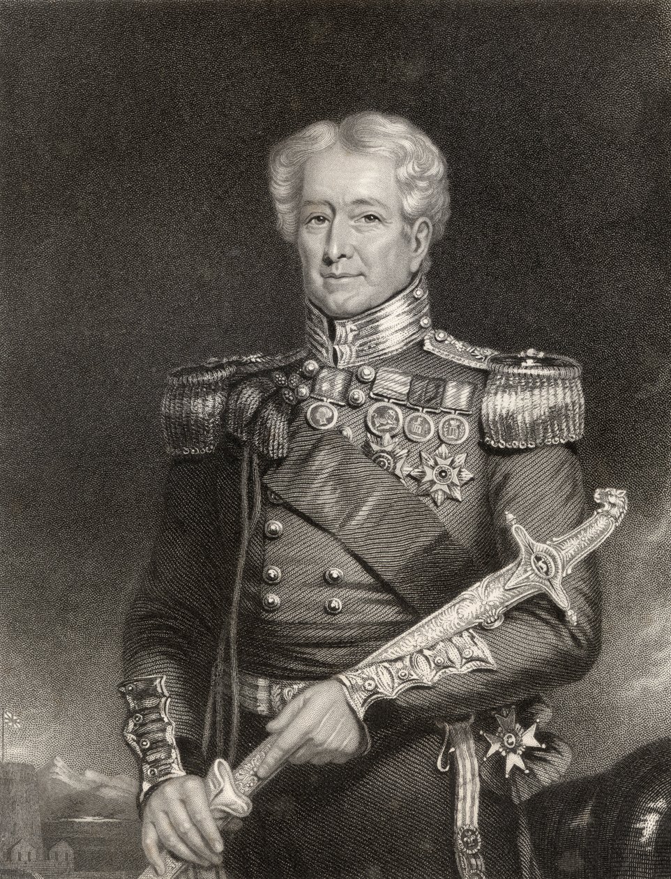 Sir Robert Henry Sale, gravert av F. Holl, fra 