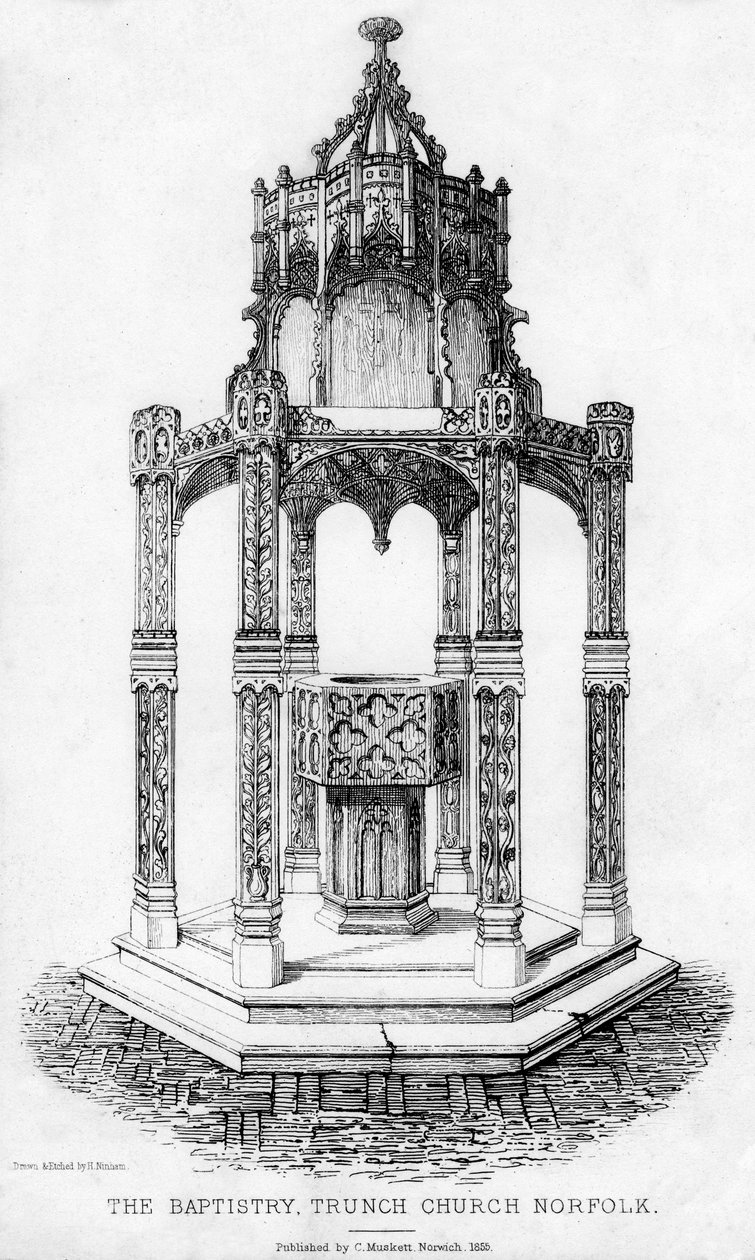 Dåpskapellet, Trunch Church, Norfolk, 1855. av Henry Ninham