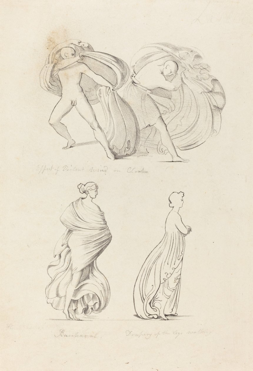 Draperi, tre figurer, en Bacchante og to fra naturen av Henry Noel Humphreys after John Flaxman