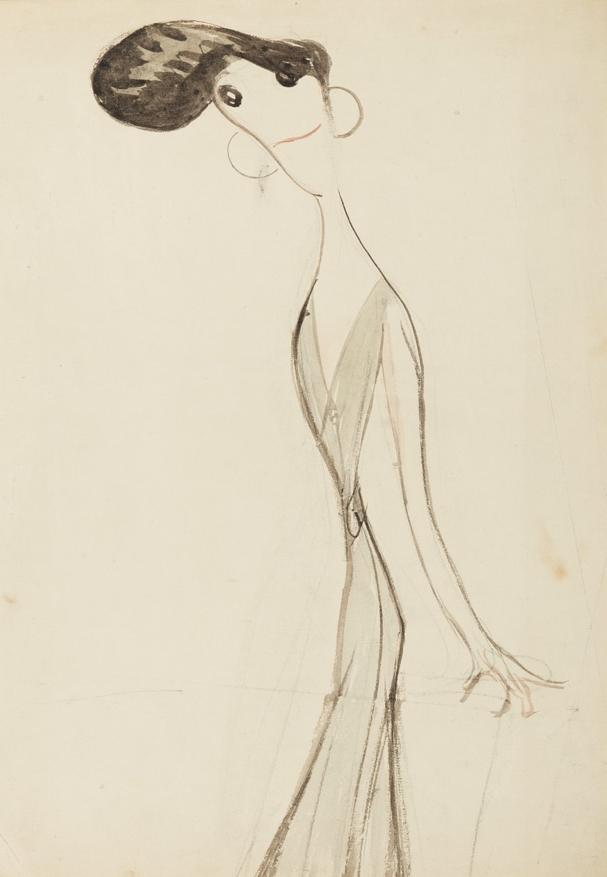Irene Vanbrugh, studie for serien Stars of the Music Hall Stage, ca. 1908 (wc på papir) av Henry Ospovat
