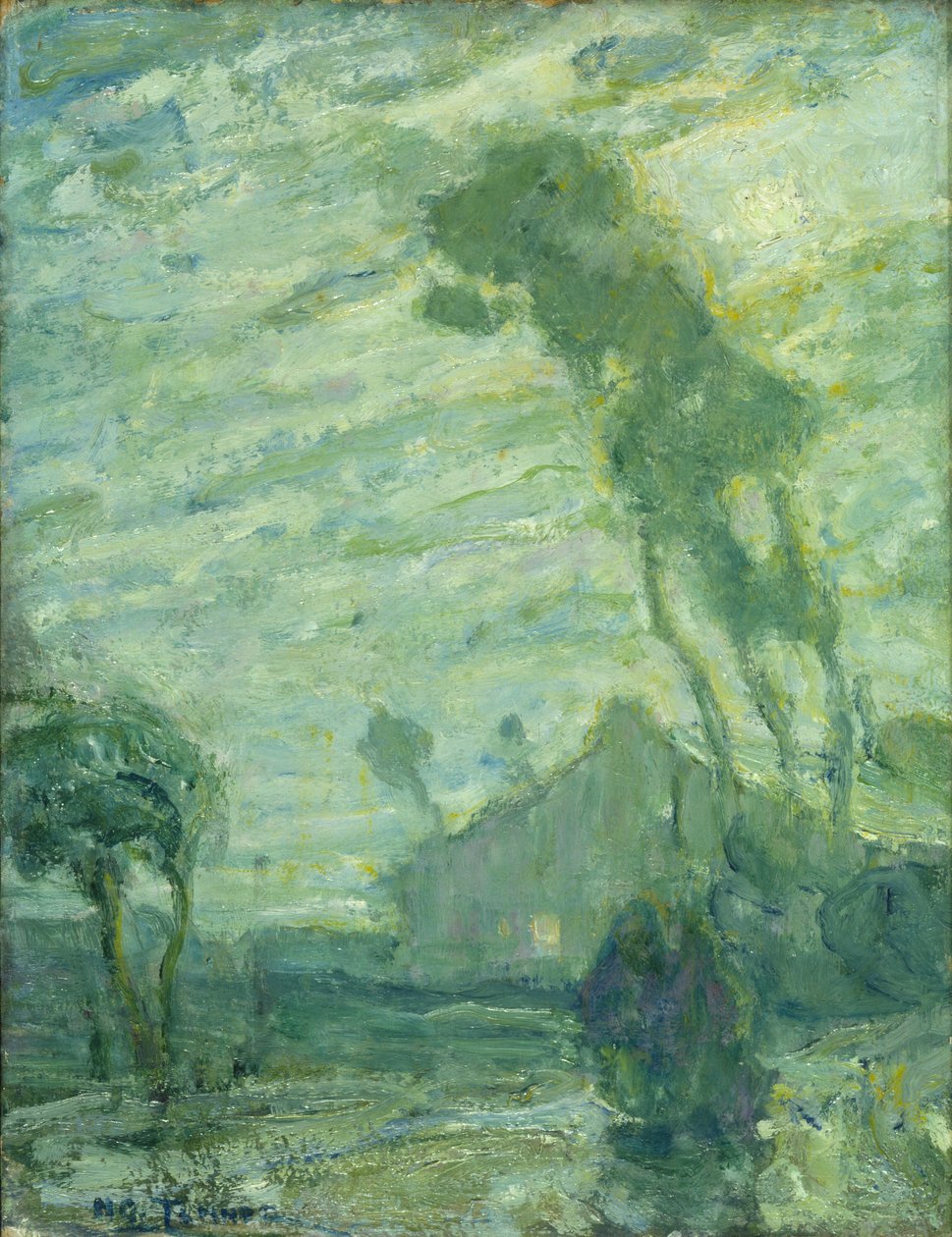 Landskap (olje på papp; pastell/kritt skisse på baksiden) av Henry Ossawa Tanner
