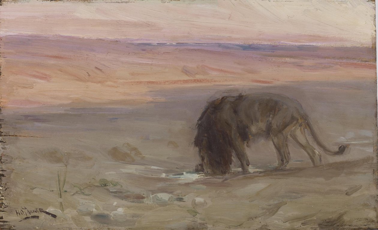 Løve som drikker av Henry Ossawa Tanner
