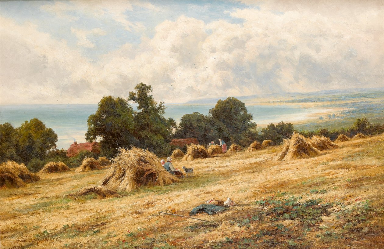 Harvest Time ved Sussex Coast nær Worthing av Henry Parker