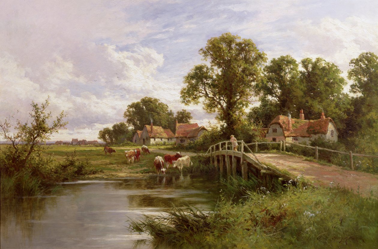 På Themsen nær Marlow (olje på lerret) av Henry Parker