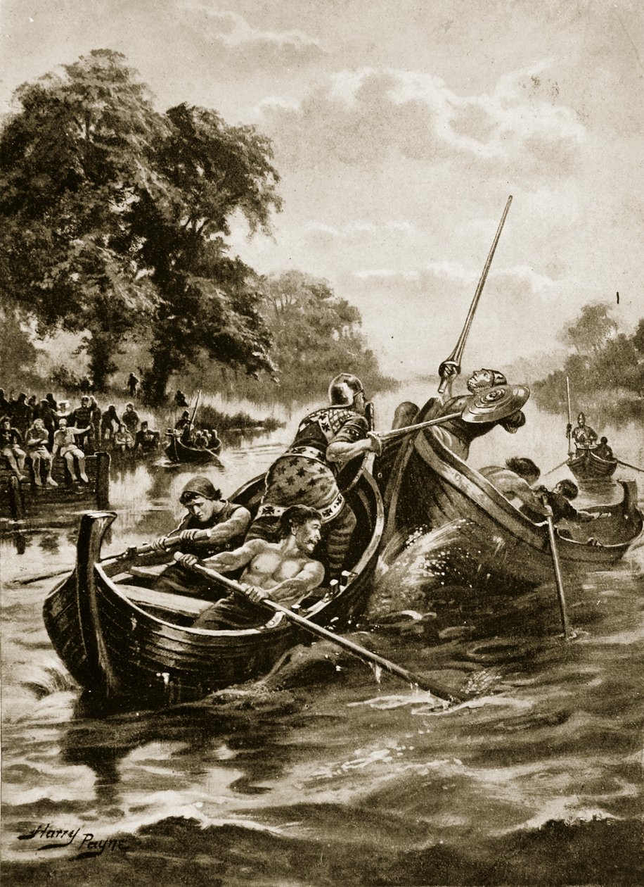 Vannvipping, illustrasjon fra 'Hutchinson's Story of the British Nation', ca. 1920 av Henry Payne