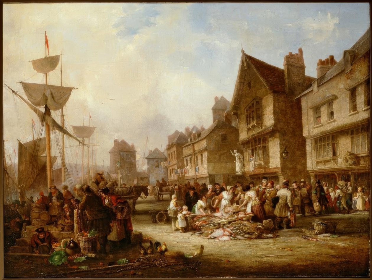The Old Quayside, Newcastle av Henry Perlee Parker
