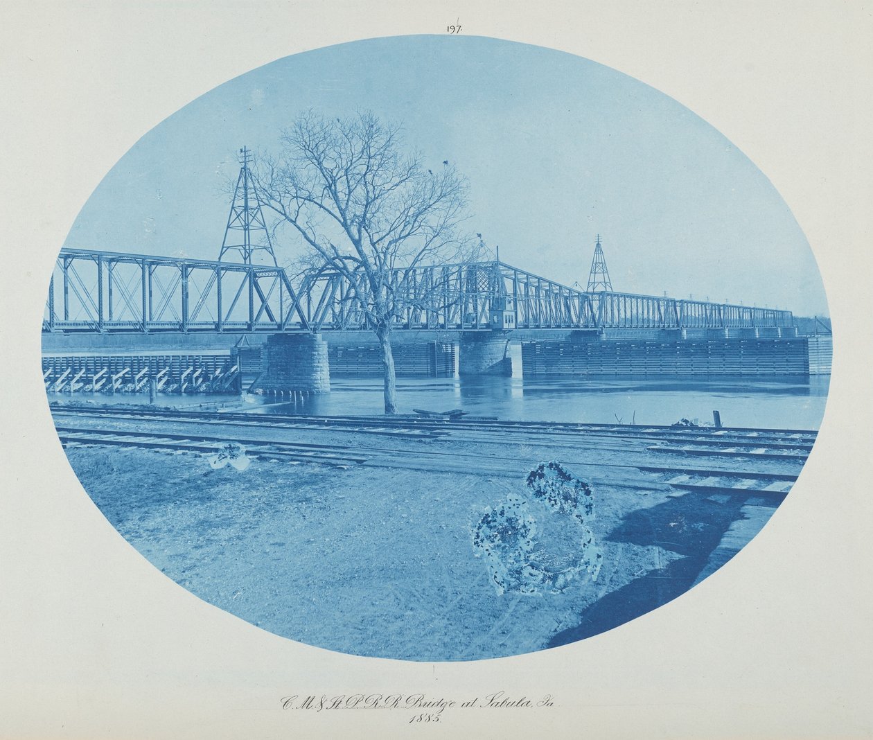 C.M. & St. Louis P. RR Bridge ved Sabula, Ia. av Henry Peter Bosse