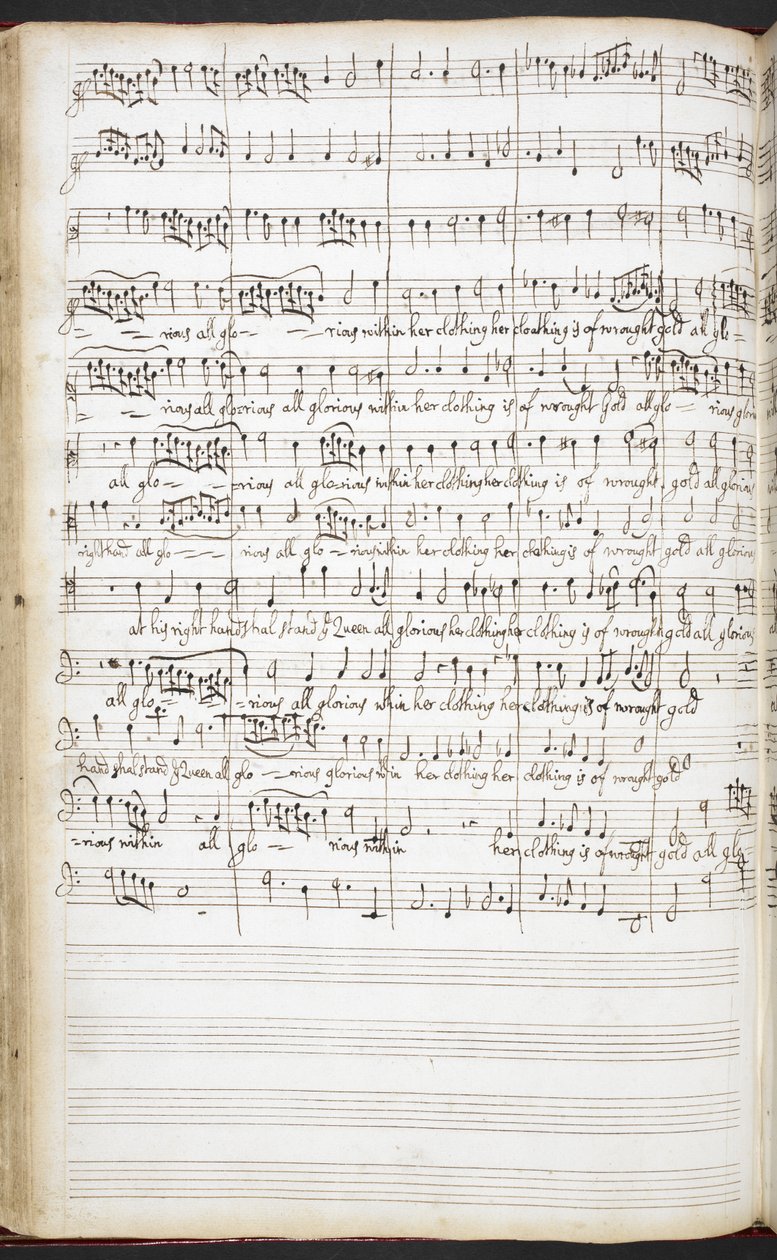 R.M.20.h.8 f.56v Autografmanuskript av hymner, velkomstsanger og solosanger, ca. 1680-90 (blekk på papir) av Henry Purcell