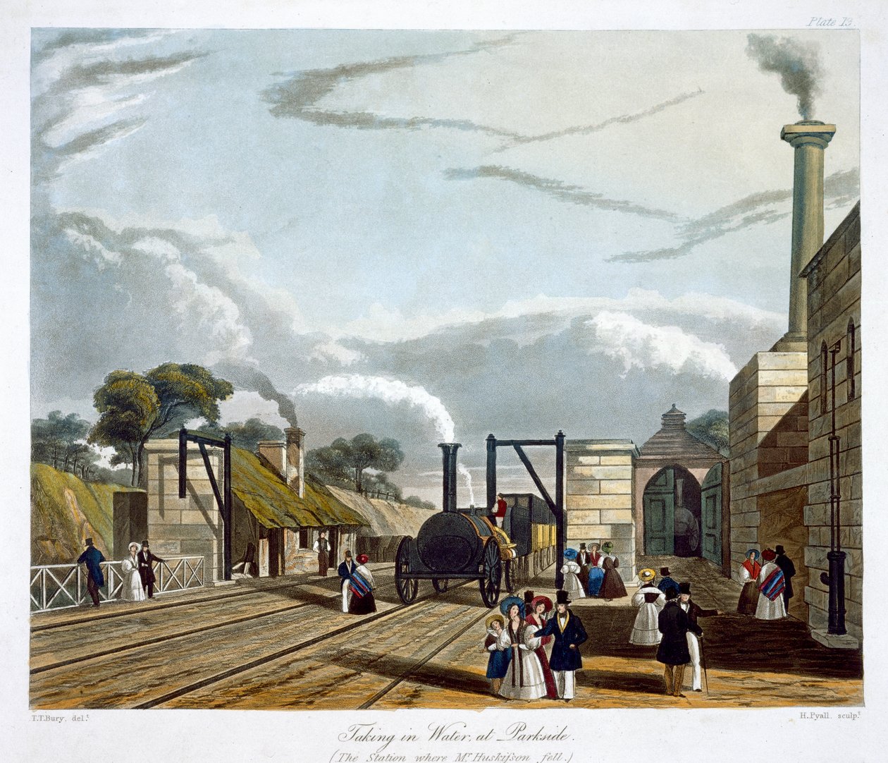 „Prin apă la Parkside”, Liverpool și Manchester Railway, 1833 norvegiană av Henry Pyall