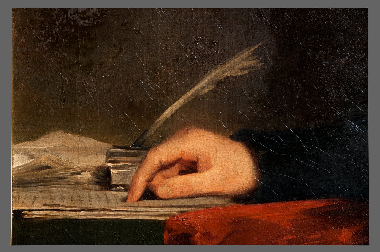 Detalj av portrett av Alexander Hamilton olje på lerret av Henry Raeburn