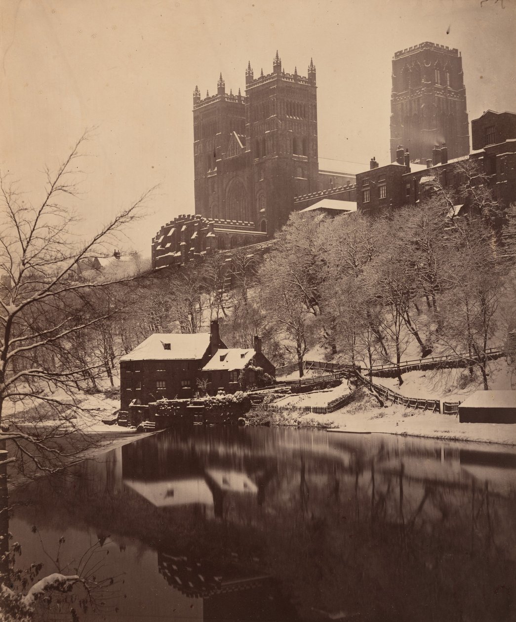 Durham-katedralen om vinteren, ca. 1857 (bilde) av Henry Reverend Holden
