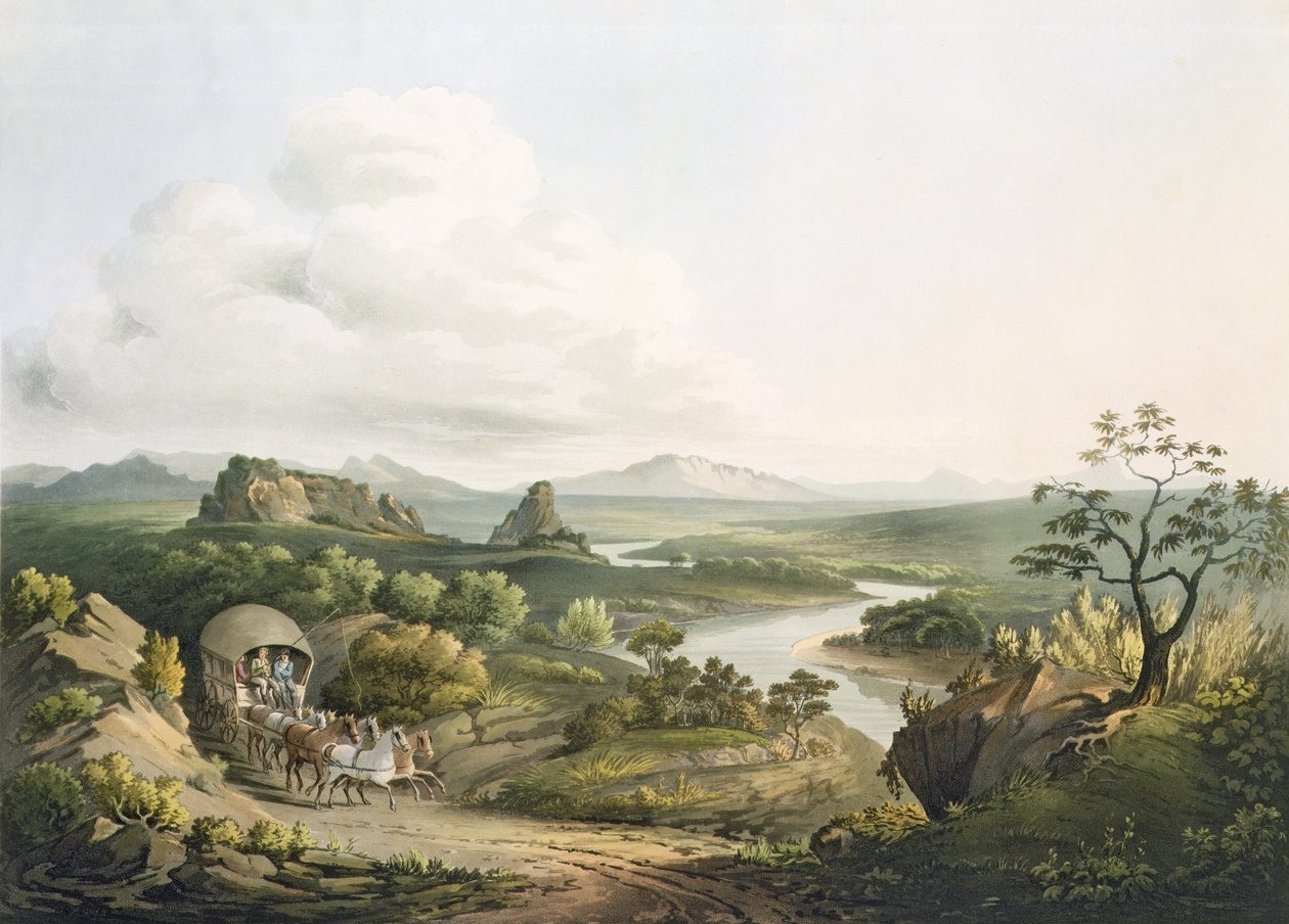 En utsikt nær Roode Sand-passet ved Kapp det gode håp, gravert av J. Bluck (fl.1791-1831) 1809 (akvatint) av Henry Salt