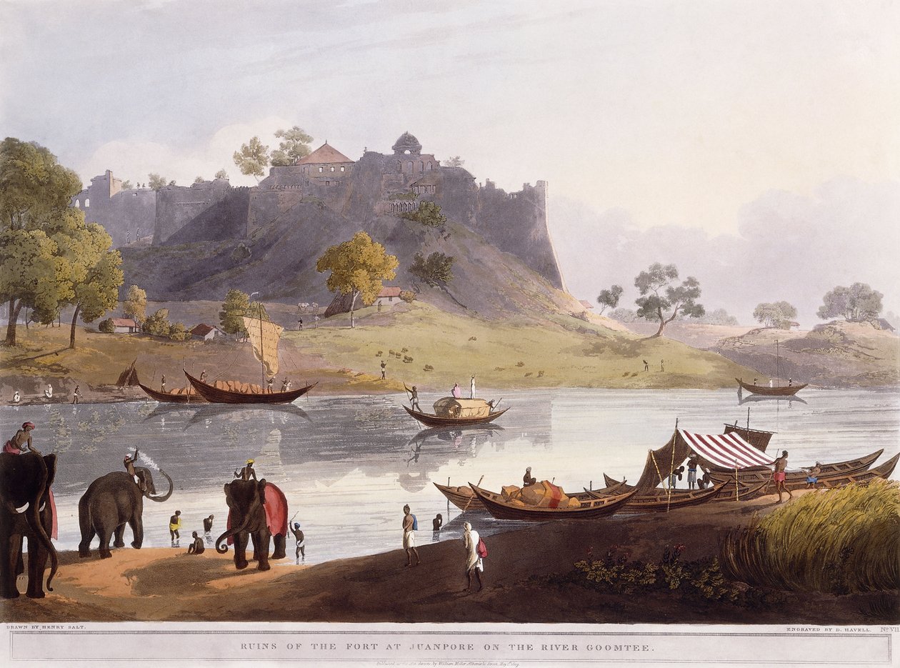 Ruinene av havnen ved Juanpore ved elven Goomtee, 1824 av Henry Salt