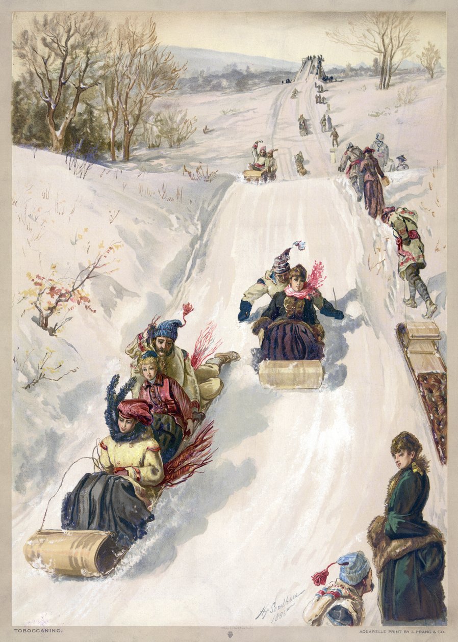 Kjelkekjøring på landsbygda av Henry Sandham
