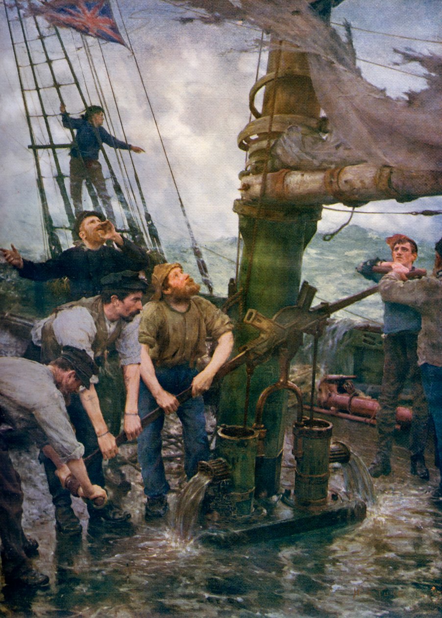 Alle hender til pumpene, 1888-1889, 1912. av Henry Scott Tuke