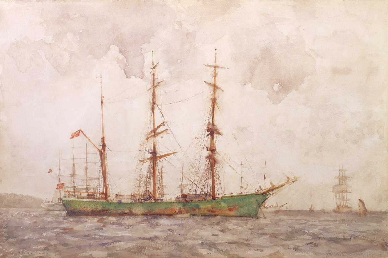 Danish Barque, Falmouth havn av Henry Scott Tuke