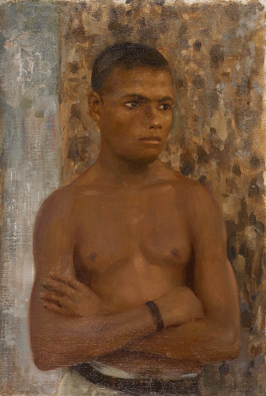 Half Length of Ralph, 1923 (olje på lerretstavle) av Henry Scott Tuke