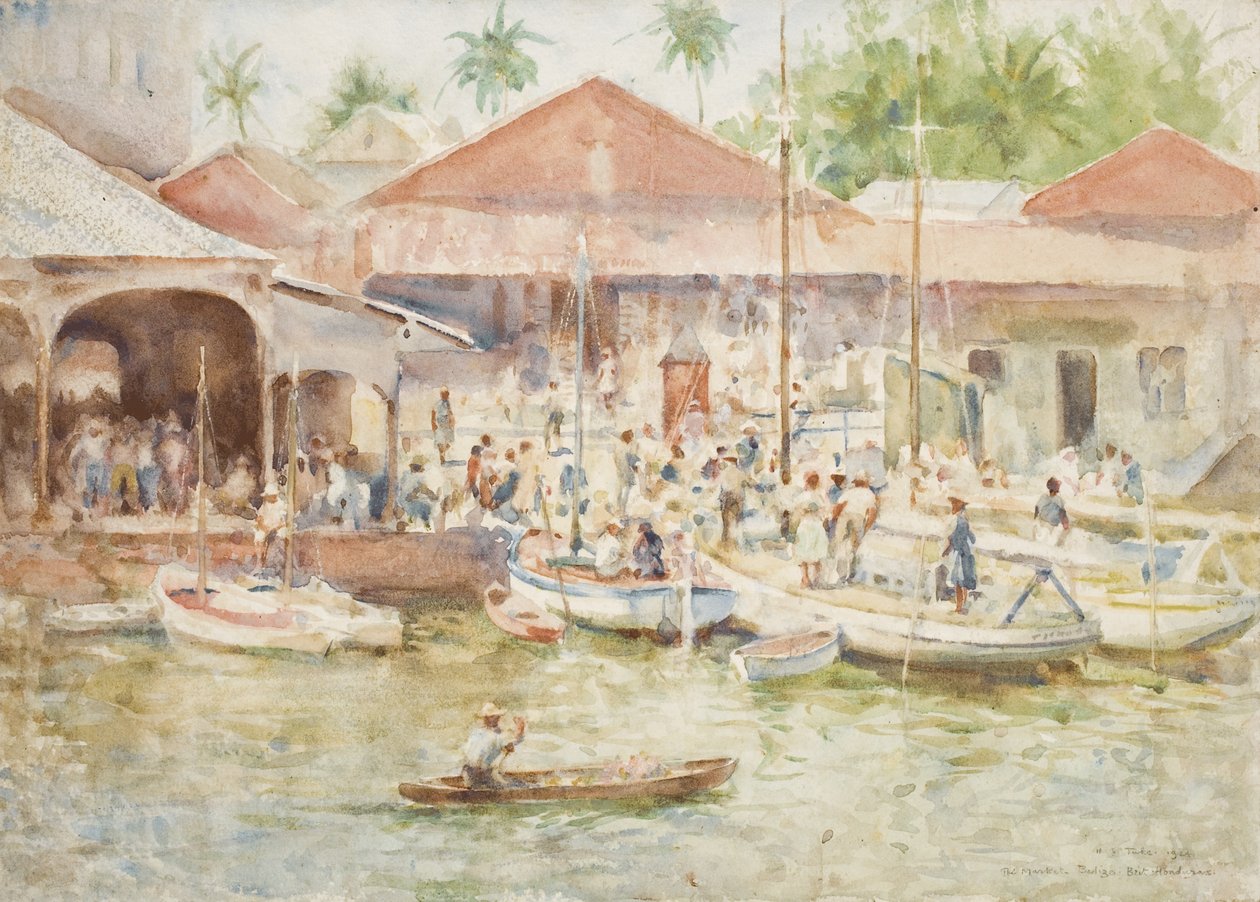The Market, Belize, Britisk Honduras, 1924 av Henry Scott Tuke