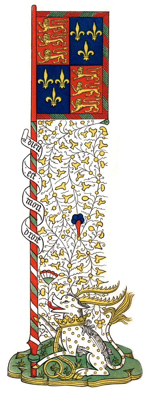 Banner for Englands og Frankrikes våpen, inndelt, c1445, 1843. av Henry Shaw