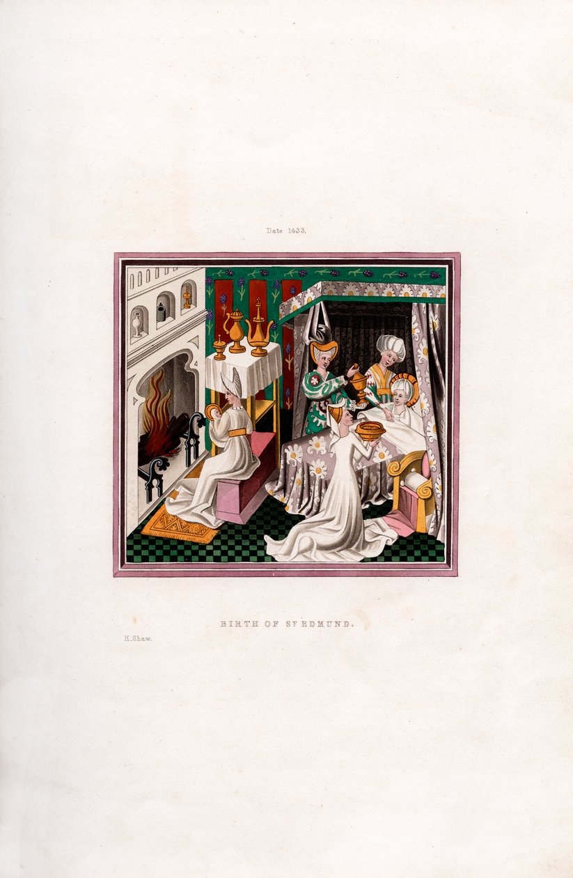 Fødsel av St Edmund, 1433, 1843. av Henry Shaw