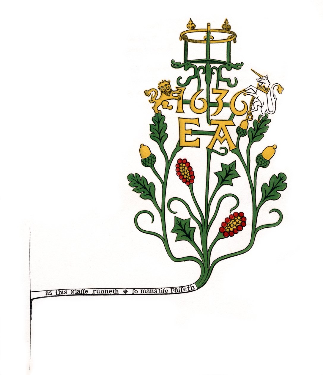 Brakett for å støtte et timeglass, 1636, 1843. av Henry Shaw