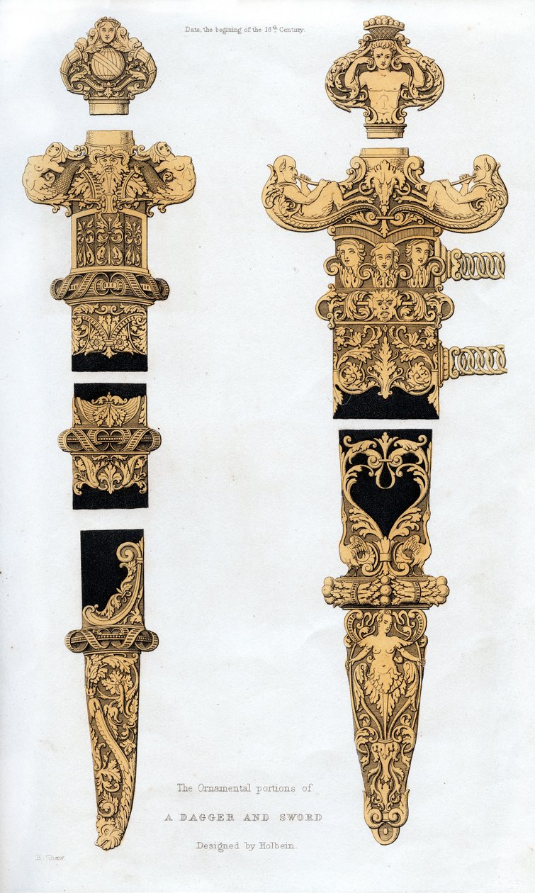 Dolk og sverd, tidlig på 1500-tallet, 1843. av Henry Shaw