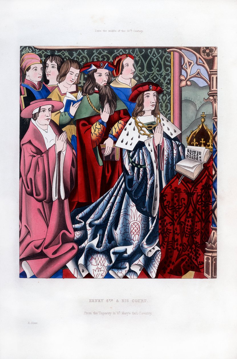 Henry VI og hoffet hans, midten av 1400-tallet, 1843. av Henry Shaw