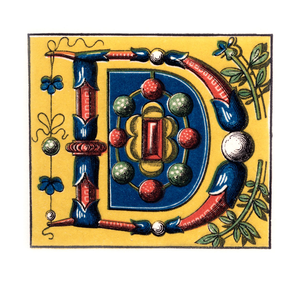 Opprinnelig bokstav D, 1400-tallet, 1843. av Henry Shaw