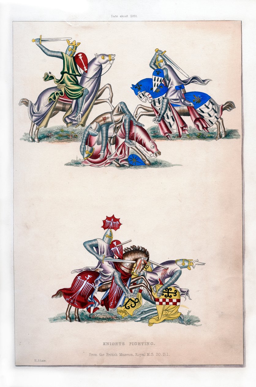 Knights fighting, c1260, 1843. av Henry Shaw