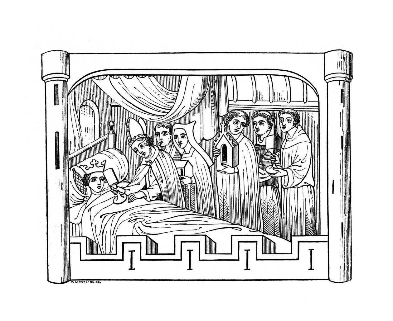 Louis, den eldste sønnen til Philip Auguste, kongen av Frankrike, ligger syk i sengen, 1191, 1843. av Henry Shaw