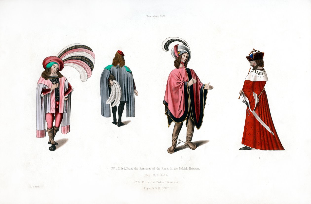 Kjole til menn, c1480, 1843. av Henry Shaw