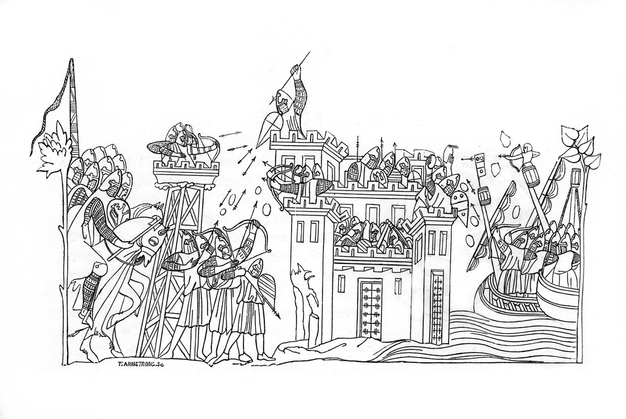 Beleiringsscene, c1260, 1843. av Henry Shaw