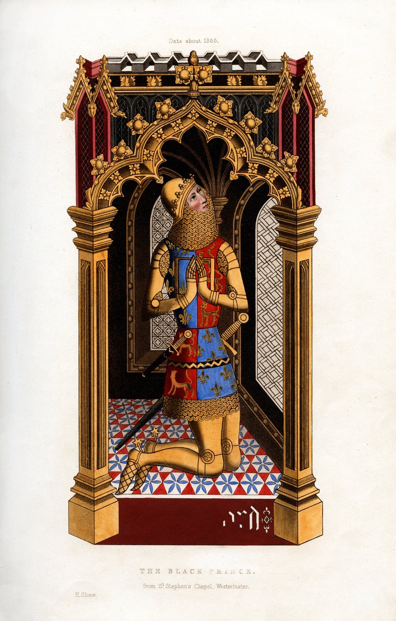 Den svarte prinsen, c1355, 1843. av Henry Shaw