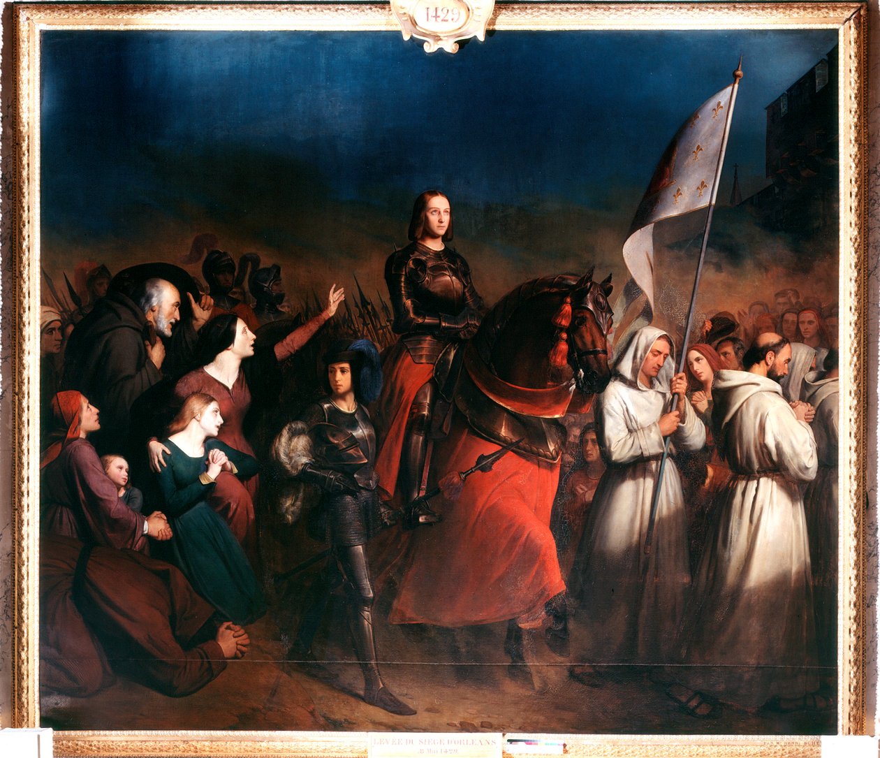 'Joan of Arcs inntog i Orleans, Evening of the Liberation of the Town, 8. mai 1429' c1818-1862 av Henry Sheffer