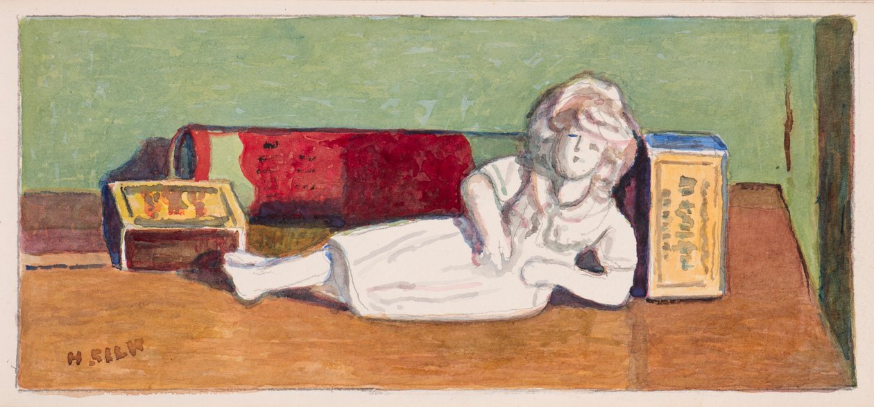 Staffordshire figur og fyrstikkesker, ca. 1930 av Henry Silk