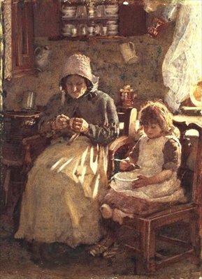 Bestemor og barn, Yorkshire av Henry Silkstone Hopwood