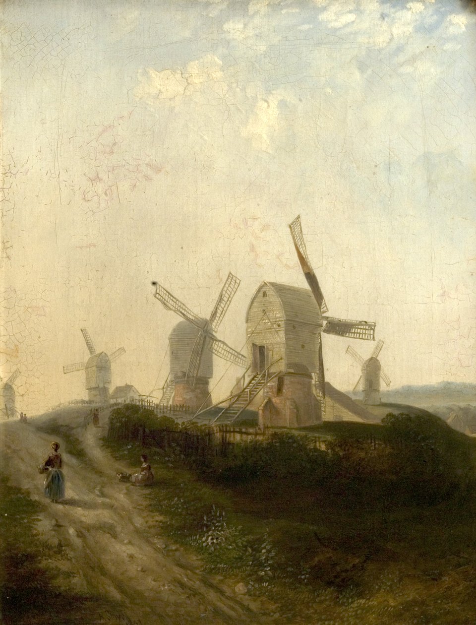 Vindmøller på Nottingham Forest, 1847 av Henry Smyth