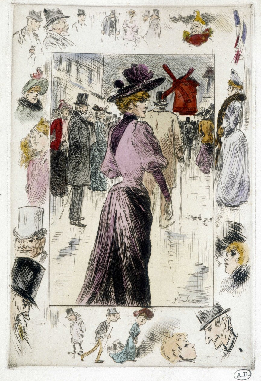 Kvinne foran Moulin Rouge av Henry Somm