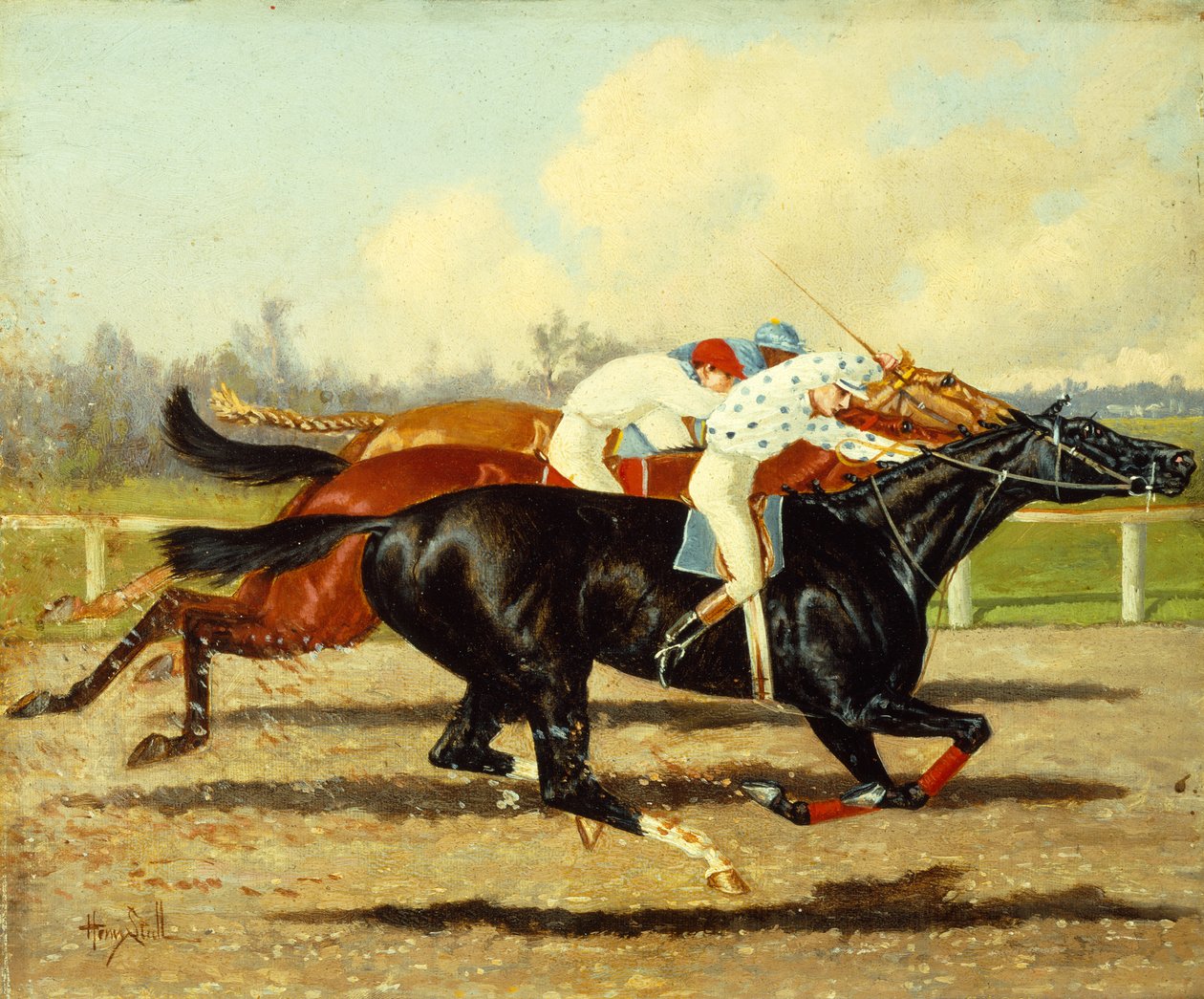 Galilee, Dobbins og Domino løper i Futurity Stakes, Belmont Park av Henry Stull
