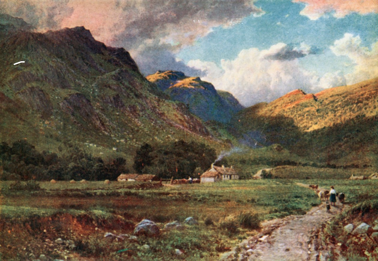 En gjeterhytte i Glen Nevis, Inverness-Shire (fargelitografi) av Henry Sutton Palmer