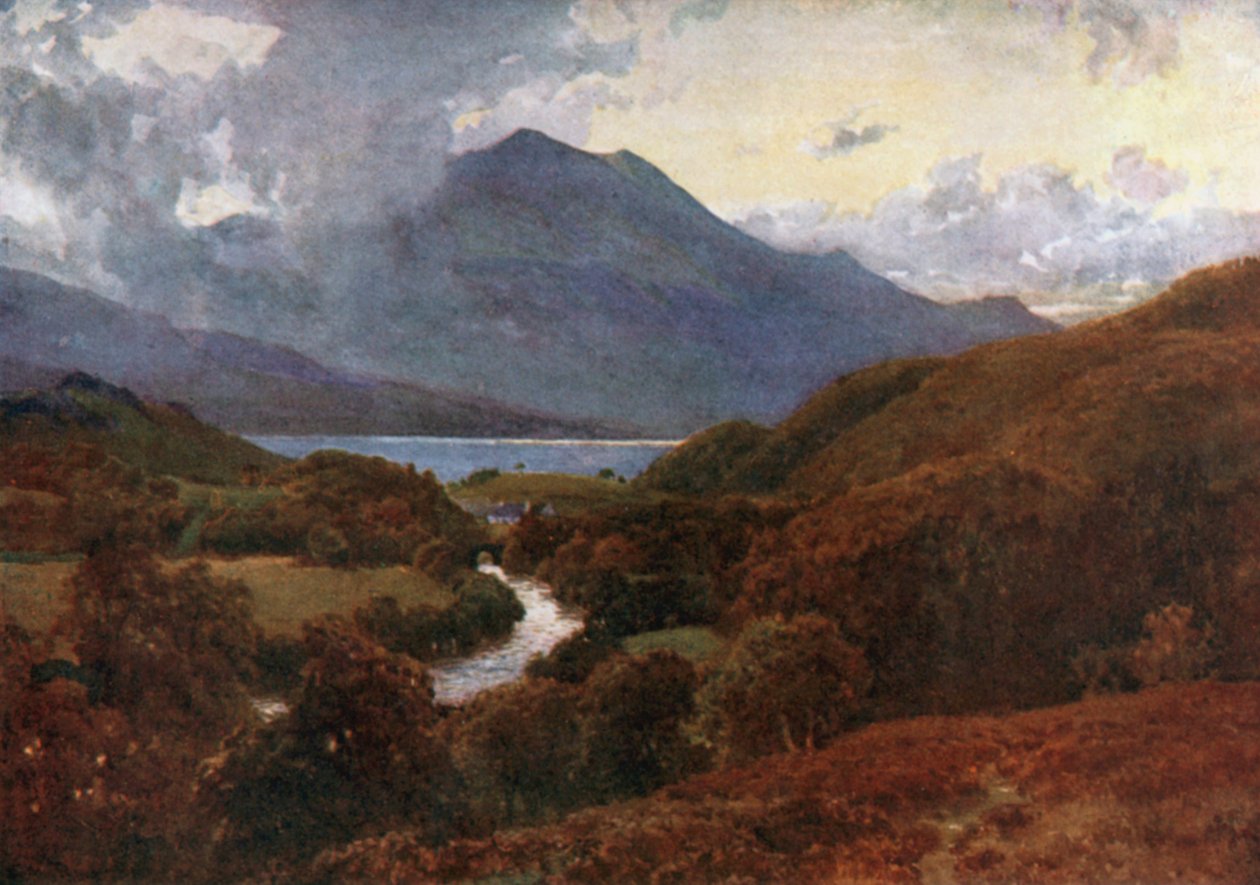 Brig O#39;Turk og Ben Venue, Perthshire (fargelitografi) av Henry Sutton Palmer