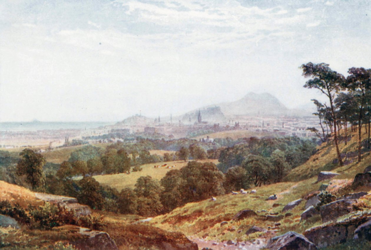 Edinburgh fra «Rest and be Thankful» (fargelitografi) av Henry Sutton Palmer