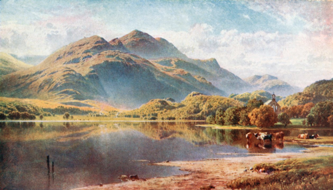 Loch Achray, Trossachs, Perthshire (fargelitografi) av Henry Sutton Palmer