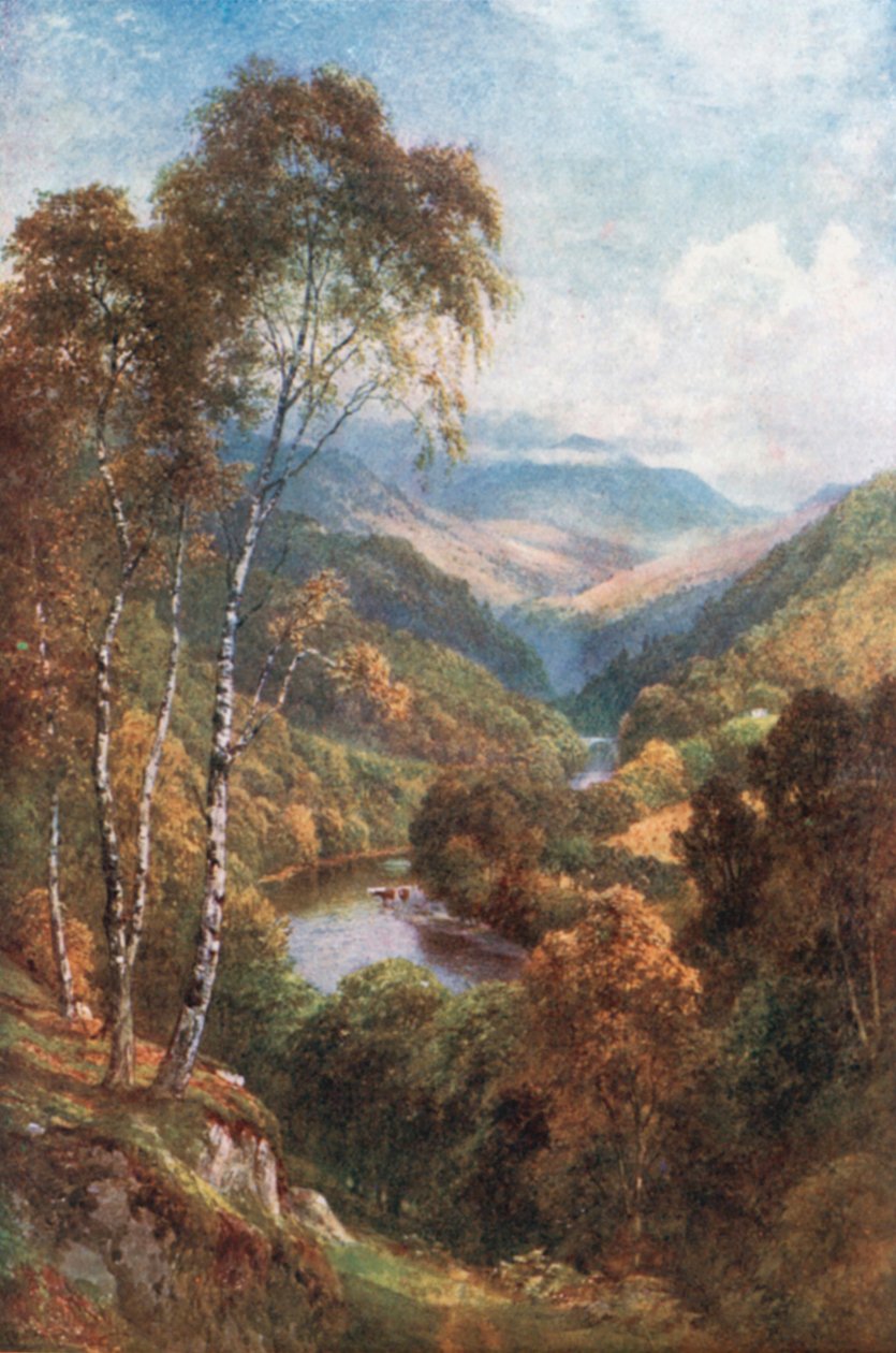 Ser oppover Killiecrankie-passet, Perthshire (fargelitografi) av Henry Sutton Palmer