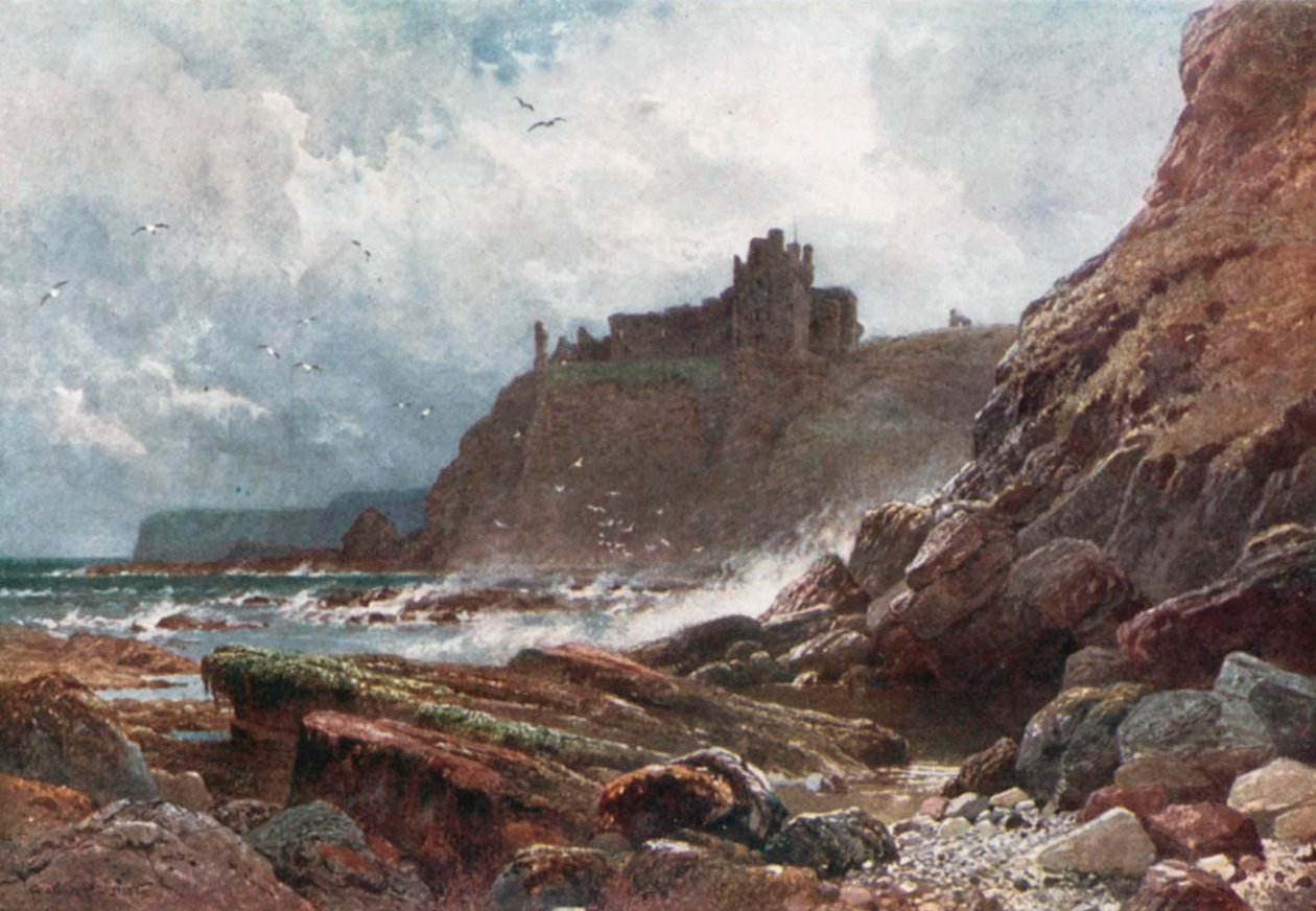 Tantallon Castle, på kysten av Haddingtonshire (fargelitografi) av Henry Sutton Palmer