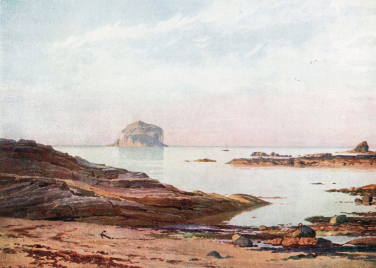 The Bass Rock – En rolig kveld (fargelitografi) av Henry Sutton Palmer