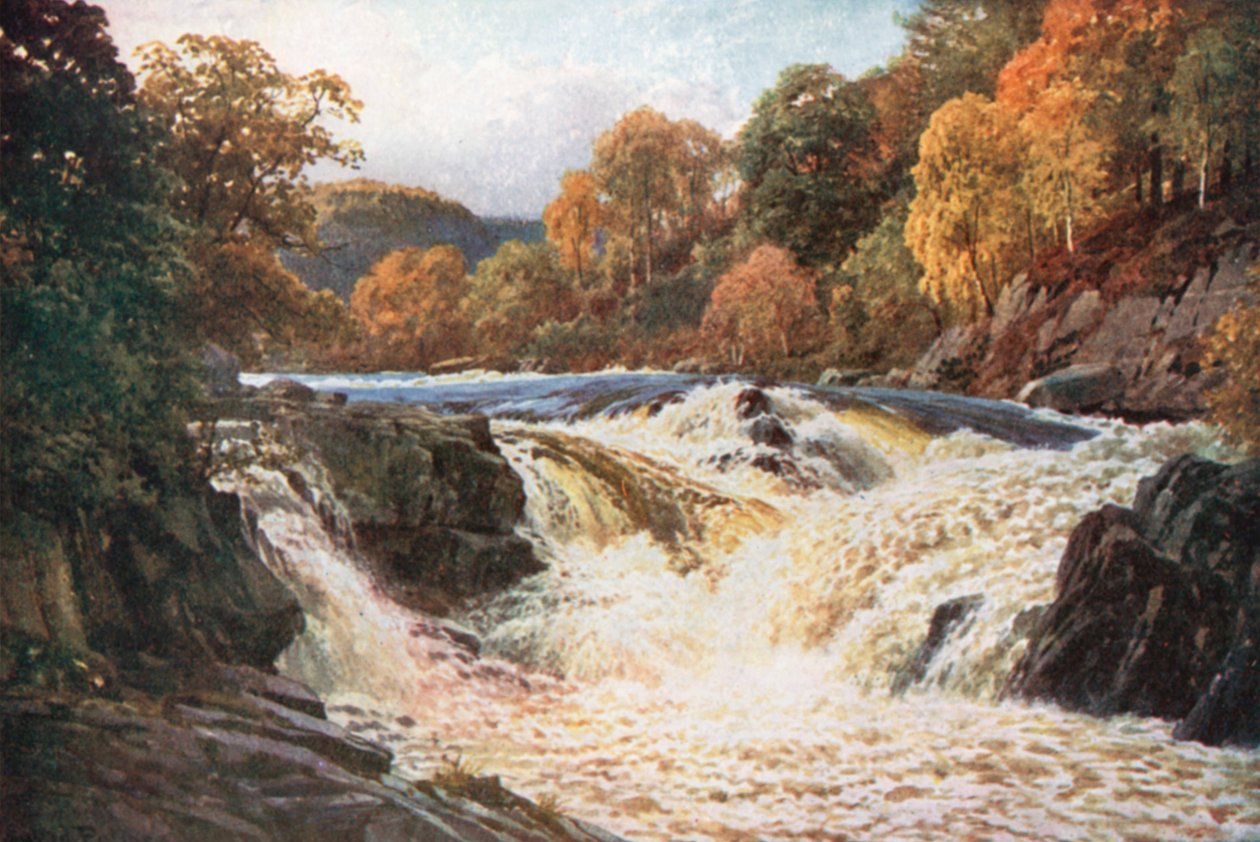 Tummelfallene, Perthshire (fargelitografi) av Henry Sutton Palmer